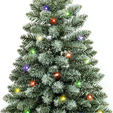 2 ft Mini Christmas Trees with 25 F5 LED Lights, 24" Decorated Burlap Artificial Tabletop Christmas Trees Home Party Decoration for Kitchen Dining Room Window