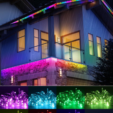 Christmas Lights 65.6ft, Smart String Lights DIY, 200LED RGB+IC Christmas Lights Outdoor, IP65 Waterproof, With APP and Remote Control, For Christmas, Birthday, Party, Wedding, Room Decorations