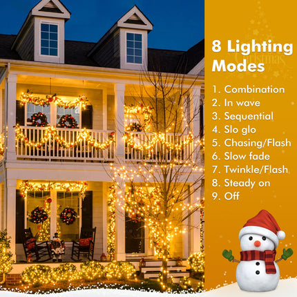 Quntis C Battery Operated Christmas Lights - 82FT 1000LED Ultra Bright Cluster Christmas Lights Outdoor Waterproof 8 Modes Christmas Tree String Lights with Timer for Wedding Party, Warm White