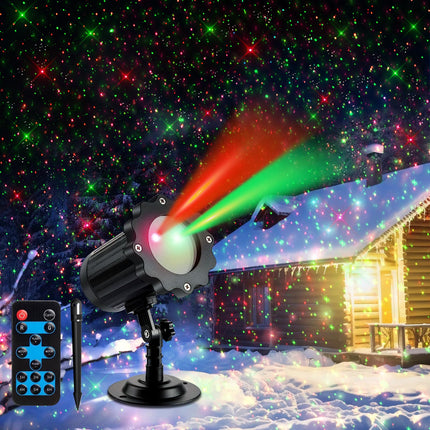 Laser Christmas Projector Lights Outdoor, Moving Dynamic Landscape Laser Lights with Red & Green Twinkle Stars Light Show, Waterproof Holiday Projector Decor for House/Garden/Party, with RF Control