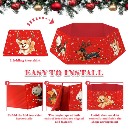 Christmas Tree Collar for Artificial Trees, Christmas Decoration for Dog Mom Dad, Fabric Hexagonal Base Tree Collar Skirt for Xmas Tree Decorations Holiday Party