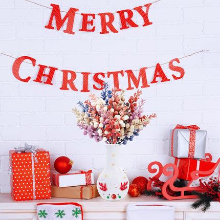 30Pieces Christmas Glitter Berries Stems 8.3Inch Snowy Artificial Holly Berry Stems Glitter Berry Picks for Xmas Tree Ornaments Wreath Wedding Winter Holiday Home Decor(Red)