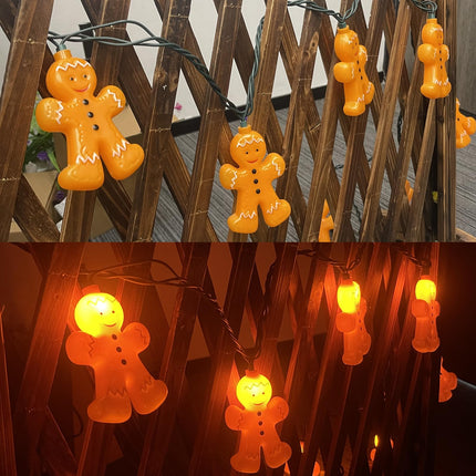 SUNSGNE 8.5FT Christmas Gingerbread Man String Lights, Decorative Indoor Fairy String Lights with 10 Gingerbread Man, Connectable Light String for Home Party Holiday Xmas Decor - Green Wire