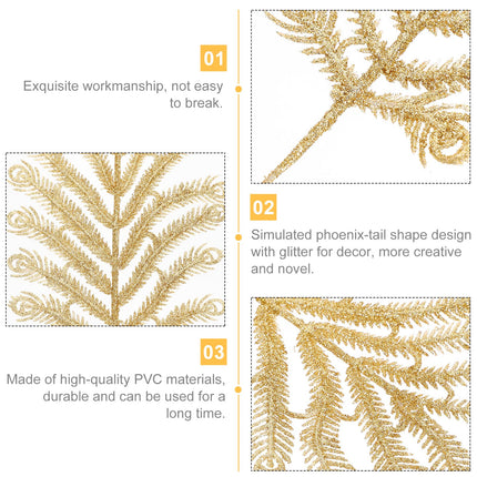 Holibanna Feather Picks Sequined Ostrich Feather Artificial Peacock Feather with Glitter Simulated Meranti Tail for Home Decoration Christmas Tree Garden Decor
