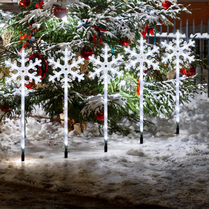 RJZZ Solar Christmas Lights 5 Pack Snowflake Lights Outdoor with 8 Lighting Modes Christmas Lights Outdoor Decorations IP65 Waterproof Christmas Pathway Lights Outdoor for Yard Garden Sideway Walkway