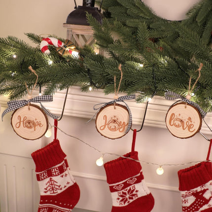 Nativity Christmas Ornaments - Set of 9 Buffalo Plaid Christmas Tree Ornaments Christian Wooden Ornament for Rustic Farmhouse Decorations Holiday Decor Religious