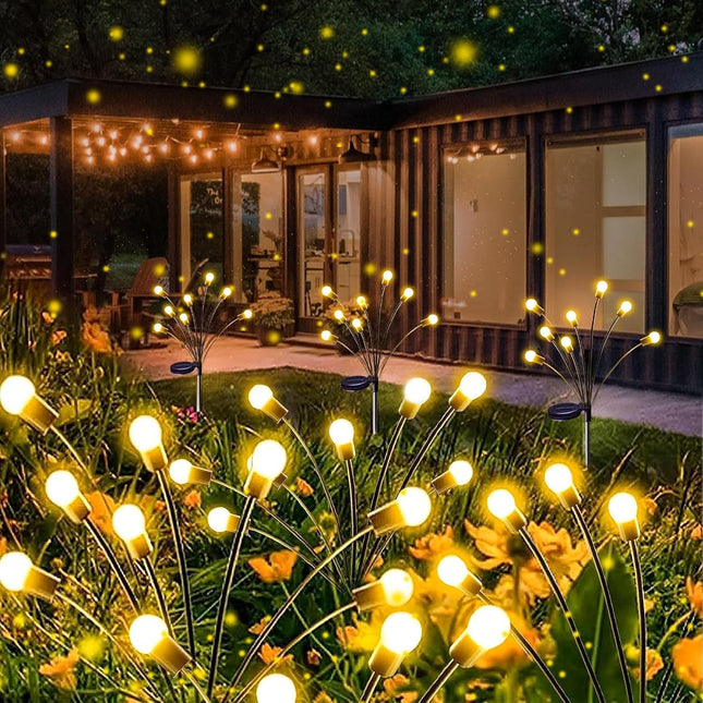8-Pack Solar Garden Lights (d Long Lasting), 64 LED Firefly Solar Lights for Outside, Waterproof Swaying Solar Christmas Lights for Yard Decor Patio Garden Decor Pathway Decoration (Warm White)