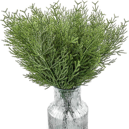 SITUMEIZI 50 Pcs Artificial Pine Branches,14 Inches Christmas Greenery Stems Cedar Faux Pine Picks Plastic Christmas Decor for DIY Craft Wreath Christmas Tree Home Kitchen Holiday Decoration(50,Green)