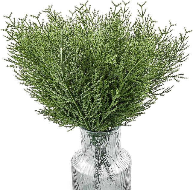 SITUMEIZI 50 Pcs Artificial Pine Branches,14 Inches Christmas Greenery Stems Cedar Faux Pine Picks Plastic Christmas Decor for DIY Craft Wreath Christmas Tree Home Kitchen Holiday Decoration(50,Green)