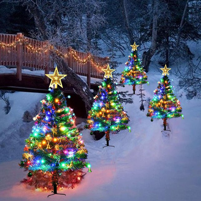 2 Set Solar Christmas Tree Christmas Lights for Outdoor Christmas Decorations, Solar Xmas Pathway Lights 8 Modes Solar Christmas Garden Stake Lights, Waterproof Outdoor Christmas Decor for Patio Yard