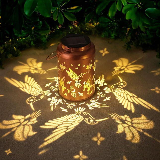Hummingbird Solar Lanterns Outdoor Waterproof Hanging Solar Lights Metal Decor Lantern LED Light Christmas Decorative for Garden,Patio,Yard,Lawn,Backyard,Front,Porch as Holiday s for Women Mom