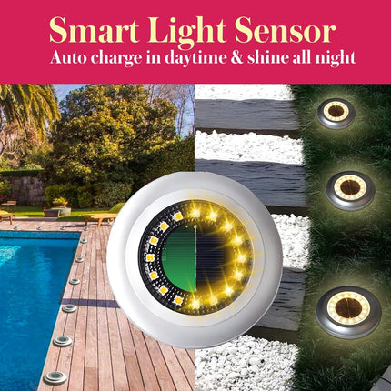 Solar Ground Light 8 Packs, Upgraded 16Leds Solar Outdoor Light For Patio, MowerFriendly Withstand 200Lbs Solar Powered Lights