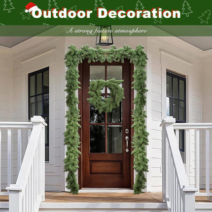 Artificial Christmas Norfolk Pine Garland, 6.5FT/2pcs Single Round Real Touch Pine Garland Faux Cedar Garland Greenery Winter Pine Garland for Mantle Table Fireplace Wall Xmas Decor