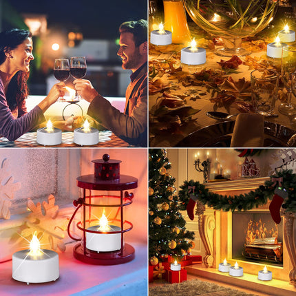 Battery Operated LED Tea Lights: 24PACK Flameless Votive Candles Lamp Realistic and Bright Flickering Holiday Long Lasting 150Hours for Seasonal & Festival Celebration Warm White