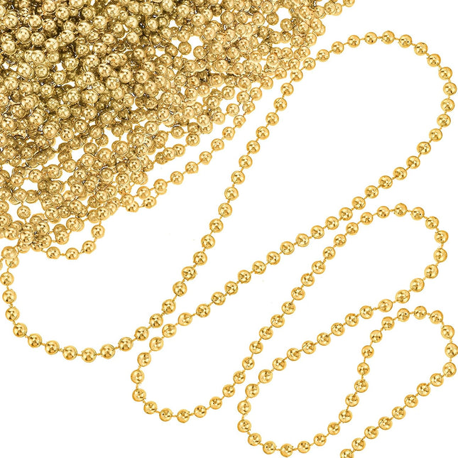 50 Feet Christmas Tree Beads Garland Artificial Pearl Strings for Decorating Plastic Beads Chain Roll for Xmas Home Fireplace Holiday Wedding DIY Decoration(Gold)