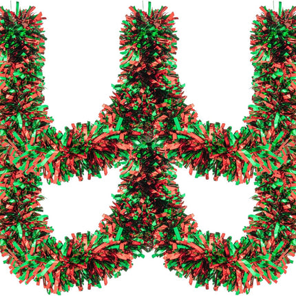 33FT Christmas Tinsel Garland Red Green Metallic Tinsel Twist Garland Hanging Foil Garland for Xmas Tree Decoration Wedding Party Supplies (Red Green)