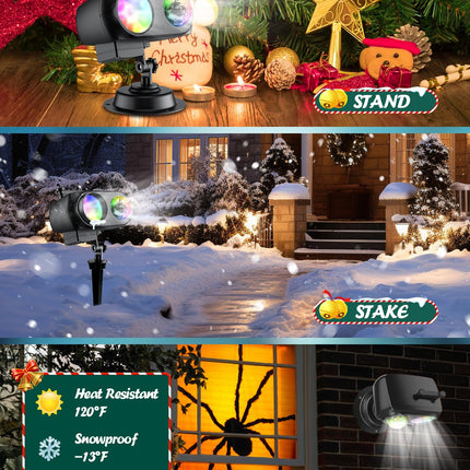 8-Pattern Christmas Projector Lights Outdoor, Anysun Brighter 160 HD Patterns Christmas Decorations, 2-in-1 Ocean Wave Snowflake Holiday Projector Waterproof with Timer for Garden Party Landscape Show