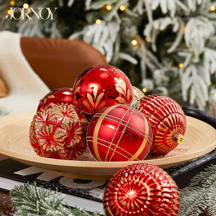 Christmas Ornaments 3.15In Shatterproof Christmas Tree Decorations Sets 12ct Xmas Hanging Ornaments Large Baubles Ornaments Decor for Xmas Tree, Red Gold