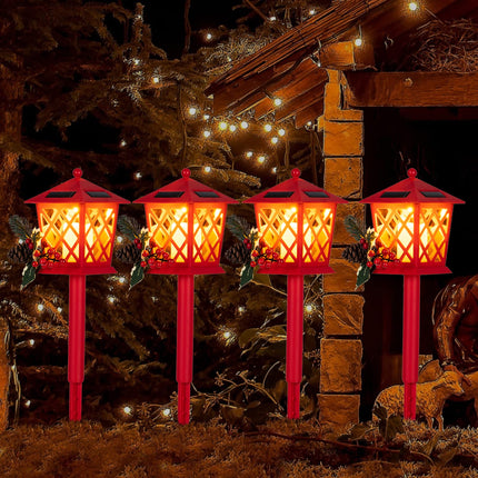 4Pack Solar Christmas Pathway Lights Outdoor Garden Decorations Landscape LED Lights for Holiday Outside Yard Lawn Decor