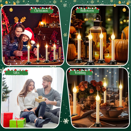 Enhon 2 Pack Rustic Country Candle Lights with Replacement Silicone Bulb, C7 0.6W Electric LED Christmas Window Candles Plug in, UL Certification Warm White Candlestick Lamp, 5 FT Cord, On/Off Switch