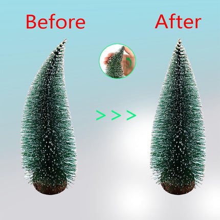 5pcs Mini Christmas Tree, Wooden Base Small Bottle Brush Christmas Tree, Christmas Village Small Christmas Tree, Suitable for Desktop Christmas Decoration, Holiday Party Decoration Crafts