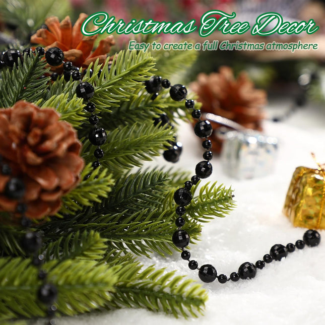 Pangda 49 Feet Christmas Tree Beads Garland Strands Chain for Christmas Wreath Decoration Table Centerpiece (Black)