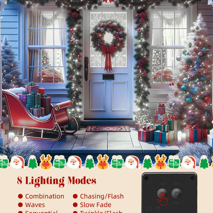 Brightown Solar Christmas Lights Outdoor, 9.8Ft 120 LED Solar String Lights for Outside with 8 Modes, Solar Cluster Lights Twinkle Light Waterproof for Yard Fence Xmas Tree Decorations, Cool White