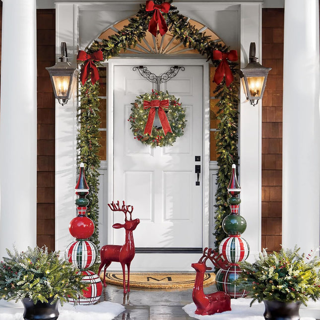 Christmas Wreath Lights Winter Wreath - 16-Inch Lighted Christmas Door Wreath, Large Pre-Lit Christmas Decorations, Christmas Wreaths for Front Door, Christmas Window Decorations by DiliComing