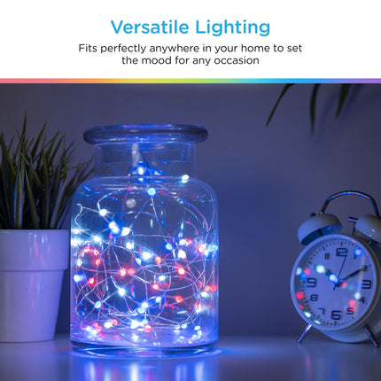 ENBRIGHTEN LED Wi-Fi Smart String Lights, Color Changing, USB Powered, Smart Control, Bluetooth, Various Color Options, Fairy Lights, Bedroom, Patio, Living Room, Play Room, and More, 69281-T2