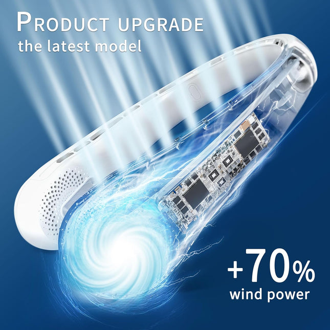 Frsara Neck Fan, Portable Strong Wind, Adjustable, 360° Cooling, Super Quiet, No Blade Design, No Hair Twisting, Even Air Volume