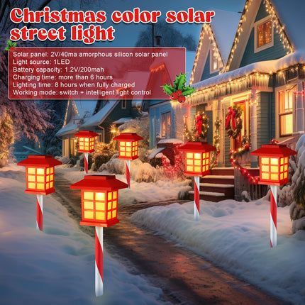 6 Pack Solar Chrismas Pathway Lights Outdoor Waterproof LED Landscape Lights Decoration Candy Cane Stake Light for Garden Yard Patio Lawn Driveway Walkway (Warm White,6)
