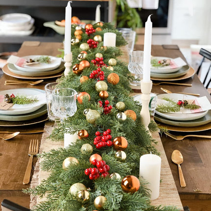 6Ft Artificial Pine Christmas Garland, Winter Greenery Garland for Holiday Season Fireplace Mantel Table Runner Centerpiece Decor