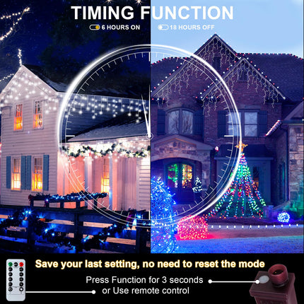 Icicle Lights for Outside 𝐰𝐢𝐭𝐡 𝐑𝐞𝐦𝐨𝐭𝐞, 32.8FT 432 LED 8 Modes Christmas Lights Outdoor with 85 Drops, Plug in Connectable Icicle lights Timer Waterproof for Christmas Decorations House Decor