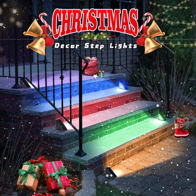 NIORSUN Solar Step Lights for Outside,4 Pack RGB Solid Color Changing Solar Stair Lights Outdoor Waterproof IP67 Auto On Off,Solar Lights for Steps,Stair,Patio,Yard,Porch,Front Door,Deck Decor