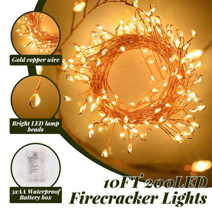 Battery Operated Christmas Lights, 20FT Garland Lights 200 Led Fairy Lights with Remote 8 Modes Christmas Fairy Lights Waterproof Fairy Lights for Bedroom Christmas Tree Wreath Decorations