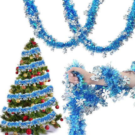 43 Feet Christmas Tinsel Garland Decoration Holiday Foil Metallic Tinsel Twist Garland Walll Hanging Tinsel Streamers Garland for Christmas Tree, Weddings, Party, Birthday Decorations