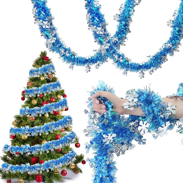 43 Feet Christmas Tinsel Garland Decoration Holiday Foil Metallic Tinsel Twist Garland Walll Hanging Tinsel Streamers Garland for Christmas Tree, Weddings, Party, Birthday Decorations
