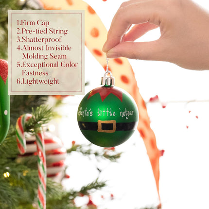 Valery Madelyn Christmas Tree Ornaments Set, 100ct Elf Red Green White Shatterproof Christmas Tree Decorations Bulk, Variety Decorative Hanging Ball Ornaments for Xmas Trees Holiday Party Decor