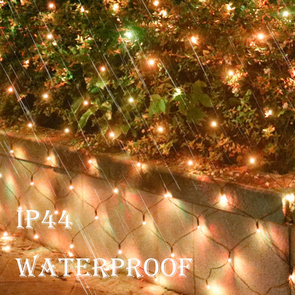 Christmas Net Lights Outdoor Mesh Lights, 14.8ft x 5ft 300 LED Warm White Net String Lights 8 Modes Connectable Fairy String Mesh Twinkling Christmas Lights for Bushes Tree Party Yard Garden Decor