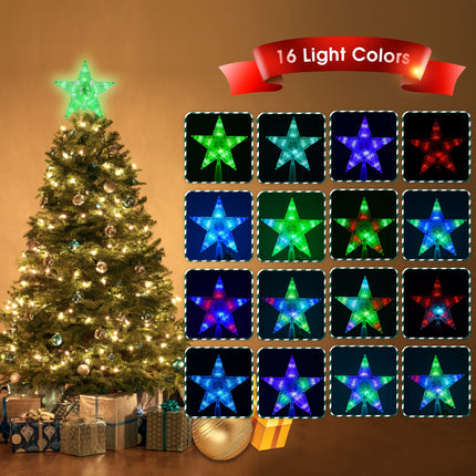 6.8 inch Christmas Tree Topper Lighted, Christmas Tree Star with Remote Control,Multiple Light Modes, Brightness, RGB Christmas Star Tree Topper for Home, Room etc