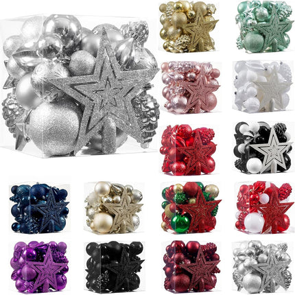 Christmas Ball Ornaments - 43pcs Shatterproof Christmas Tree Decorative Hanging Ornaments with Loop for Xmas Holiday Party Wreath Home Decoration (Silver)