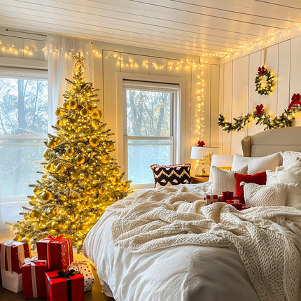 JMEXSUSS Connectable Warm White Christmas Lights Indoor, 8 Modes Christmas Tree Lights Plug in Twinkle Fairy String Lights for Bedroom, 33ft 100 LED Christmas Lights Outdoor for Christmas Tree Decor