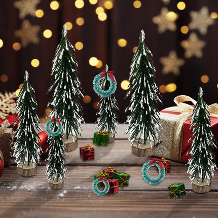 18 Pcs Mini Christmas Trees Decorations,Mini Christmas Wreaths,Christmas Shiny Mini Boxes Ornaments,DIY Crafts Mini Pine Tree for Christmas Party Home Table Top Decor Winter Ornaments (18)
