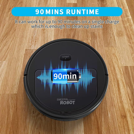 Uniqus Robot Vacuum Cleaner,Sweeping Robot,Ultra Slim Quiet,1800Pa Superstrong Suction,Cleans Hard Floors To Mediumpile Carpets,Integral Memory Multiple Cleaning Modes Vacuum Best For Pet Hairs Black