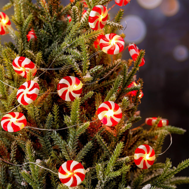 Bencailor 3 Pack Christmas Candy String Lights Christmas Tree Decorative Lights Red Lollipop String Lights Hanging Tree Yard Porch Balcony Lights Waterproof for Christmas Tree Party Wedding