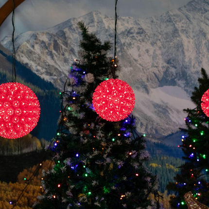 Novelty Lights Outdoor 50 LED Light Sphere, Hanging Tree LED Starlight Sphere 6" Diameter and 5mm Wide Angle Brightness, Outdoor Gazebo Lights Hanging Decor from Ceiling (Red)