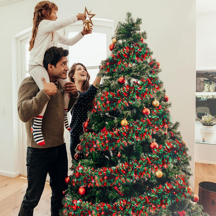 WILLBOND Christmas Tinsel Garland Xmas Metallic Tinsel Twist Garland Glitter Christmas Tree Hanging Wreath Decor for Staircase Railing Banister Indoor Outdoor Ornament (Red and Green, 157.5ft)