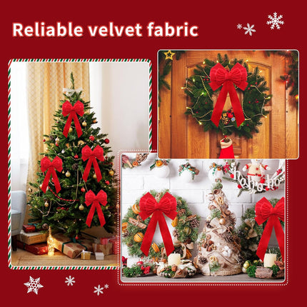 Buart Red Velvet Christmas Bow 19" Long 10" Wide,5 Pcs Holiday Christmas Bows