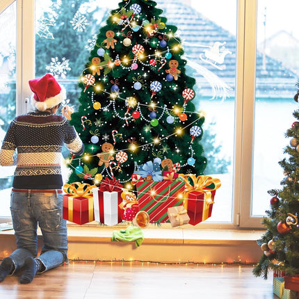 SietDESEO 51 x 31 Inch Multicolor Christmas Tree Bulletin Board Decoration with Fairy Lights, Paper Material