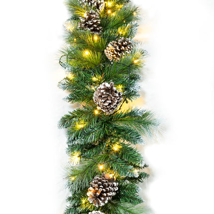 Artiflr 9Ft Artificial Christmas Pine Garland, Prelit Christmas Garland with Large Pine Cones for Holiday Season Mantel Fireplace Table Runner Centerpiece Decor